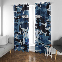 Blue Camouflage Pattern Window Curtain with Bowling Pins and Ball Graphic Design - Wonder Print Shop