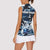 Blue Camouflage Pattern Women Sleeveless Polo Shirt with Bowling Pins and Ball Graphic Design - Wonder Print Shop