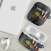 Pike Fishing AirPods Case with American Flag and Realistic Fish Scale Texture Design - Wonder Print Shop