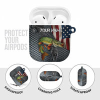 Pike Fishing AirPods Case with American Flag and Realistic Fish Scale Texture Design - Wonder Print Shop