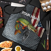 Pike Fishing Apron with American Flag and Realistic Fish Scale Texture Design - Wonder Print Shop