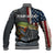 Pike Fishing Baseball Jacket with American Flag and Realistic Fish Scale Texture Design - Wonder Print Shop