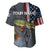 Pike Fishing Baseball Jersey with American Flag and Realistic Fish Scale Texture Design - Wonder Print Shop