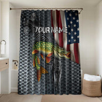 Pike Fishing Bathroom Set with American Flag and Realistic Fish Scale Texture Design - Wonder Print Shop