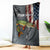 Pike Fishing Blanket with American Flag and Realistic Fish Scale Texture Design - Wonder Print Shop