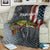 Pike Fishing Blanket with American Flag and Realistic Fish Scale Texture Design - Wonder Print Shop