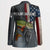 Pike Fishing Blazer with American Flag and Realistic Fish Scale Texture Design - Wonder Print Shop