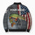 Pike Fishing Bomber Puffer Jacket with American Flag and Realistic Fish Scale Texture Design - Wonder Print Shop
