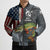 Pike Fishing Bomber Puffer Jacket with American Flag and Realistic Fish Scale Texture Design - Wonder Print Shop
