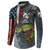Pike Fishing Button Sweatshirt with American Flag and Realistic Fish Scale Texture Design - Wonder Print Shop