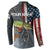Pike Fishing Button Sweatshirt with American Flag and Realistic Fish Scale Texture Design - Wonder Print Shop