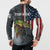 Pike Fishing Button Sweatshirt with American Flag and Realistic Fish Scale Texture Design - Wonder Print Shop