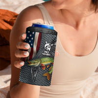Pike Fishing 4 in 1 Can Cooler Tumbler with American Flag and Realistic Fish Scale Texture Design - Wonder Print Shop