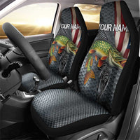 Pike Fishing Car Seat Cover with American Flag and Realistic Fish Scale Texture Design - Wonder Print Shop