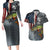 Pike Fishing Couples Matching Long Sleeve Bodycon Dress and Hawaiian Shirt with American Flag and Realistic Fish Scale Texture Design - Wonder Print Shop