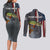 Pike Fishing Couples Matching Long Sleeve Bodycon Dress and Long Sleeve Button Shirt with American Flag and Realistic Fish Scale Texture Design - Wonder Print Shop