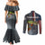 Pike Fishing Couples Matching Mermaid Dress and Long Sleeve Button Shirt with American Flag and Realistic Fish Scale Texture Design - Wonder Print Shop