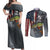 Pike Fishing Couples Matching Off Shoulder Maxi Dress and Long Sleeve Button Shirt with American Flag and Realistic Fish Scale Texture Design - Wonder Print Shop