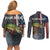 Pike Fishing Couples Matching Off Shoulder Short Dress and Long Sleeve Button Shirt with American Flag and Realistic Fish Scale Texture Design - Wonder Print Shop