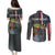 Pike Fishing Couples Matching Puletasi and Long Sleeve Button Shirt with American Flag and Realistic Fish Scale Texture Design - Wonder Print Shop