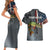 Pike Fishing Couples Matching Short Sleeve Bodycon Dress and Hawaiian Shirt with American Flag and Realistic Fish Scale Texture Design - Wonder Print Shop