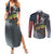 Pike Fishing Couples Matching Summer Maxi Dress and Long Sleeve Button Shirt with American Flag and Realistic Fish Scale Texture Design - Wonder Print Shop