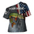 Pike Fishing Cross Shoulder Shirt with American Flag and Realistic Fish Scale Texture Design - Wonder Print Shop