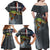 Pike Fishing Family Matching Off Shoulder Maxi Dress and Hawaiian Shirt with American Flag and Realistic Fish Scale Texture Design - Wonder Print Shop