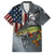 Pike Fishing Family Matching Off Shoulder Maxi Dress and Hawaiian Shirt with American Flag and Realistic Fish Scale Texture Design - Wonder Print Shop
