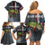 Pike Fishing Family Matching Off Shoulder Short Dress and Hawaiian Shirt with American Flag and Realistic Fish Scale Texture Design - Wonder Print Shop
