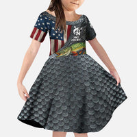 Pike Fishing Family Matching Puletasi and Hawaiian Shirt with American Flag and Realistic Fish Scale Texture Design - Wonder Print Shop