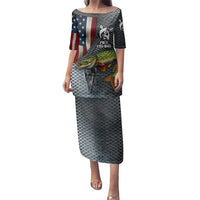 Pike Fishing Family Matching Puletasi and Hawaiian Shirt with American Flag and Realistic Fish Scale Texture Design - Wonder Print Shop