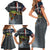 Pike Fishing Family Matching Short Sleeve Bodycon Dress and Hawaiian Shirt with American Flag and Realistic Fish Scale Texture Design - Wonder Print Shop