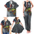 Pike Fishing Family Matching Tank Maxi Dress and Hawaiian Shirt with American Flag and Realistic Fish Scale Texture Design - Wonder Print Shop