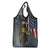 Pike Fishing Grocery Bag with American Flag and Realistic Fish Scale Texture Design - Wonder Print Shop