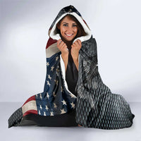 Pike Fishing Hooded Blanket with American Flag and Realistic Fish Scale Texture Design - Wonder Print Shop