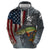 Pike Fishing Hoodie with American Flag and Realistic Fish Scale Texture Design - Wonder Print Shop