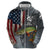 Pike Fishing Hoodie with American Flag and Realistic Fish Scale Texture Design - Wonder Print Shop