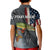 Pike Fishing Kid Polo Shirt with American Flag and Realistic Fish Scale Texture Design - Wonder Print Shop