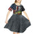 Pike Fishing Kid Short Sleeve Dress with American Flag and Realistic Fish Scale Texture Design - Wonder Print Shop