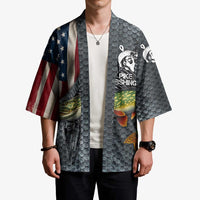 Pike Fishing Kimono with American Flag and Realistic Fish Scale Texture Design - Wonder Print Shop