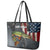 Pike Fishing Leather Tote Bag with American Flag and Realistic Fish Scale Texture Design - Wonder Print Shop