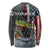 Pike Fishing Long Sleeve Shirt with American Flag and Realistic Fish Scale Texture Design - Wonder Print Shop