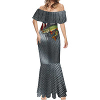 Pike Fishing Mermaid Dress with American Flag and Realistic Fish Scale Texture Design - Wonder Print Shop
