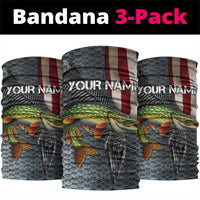 Pike Fishing Neck Gaiter with American Flag and Realistic Fish Scale Texture Design - Wonder Print Shop