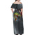 Pike Fishing Off Shoulder Maxi Dress with American Flag and Realistic Fish Scale Texture Design - Wonder Print Shop