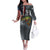 Pike Fishing Off The Shoulder Long Sleeve Dress with American Flag and Realistic Fish Scale Texture Design - Wonder Print Shop