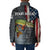 Pike Fishing Padded Jacket with American Flag and Realistic Fish Scale Texture Design - Wonder Print Shop