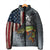 Pike Fishing Padded Jacket with American Flag and Realistic Fish Scale Texture Design - Wonder Print Shop