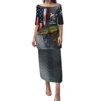 Pike Fishing Puletasi with American Flag and Realistic Fish Scale Texture Design - Wonder Print Shop